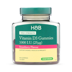 Holland & Barrett Vitamin D 1000 I.U. (25ug) Strawberry Flavour 30 Gummies