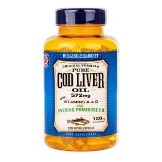 Holland & Barrett Cod Liver Oil with Evening Primrose 120 Capsules 500mg