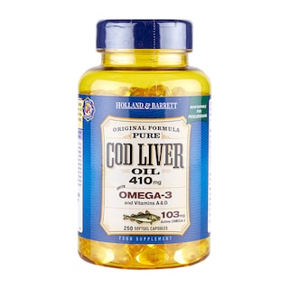 Holland & Barrett Cod Liver Oil 410mg 250 Softgel Capsules