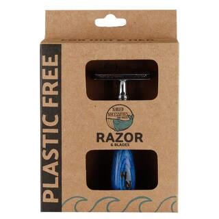 Naked Necessities Blue Wood Razor + 6 blades