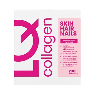 LQ Skin Hair Nails Collagen Passion Fruit Flavoured Liquid Supplement 10x25ml Shots