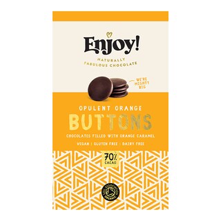 Enjoy Raw Choc Orange Caramel Filled Chocolate Buttons 96g