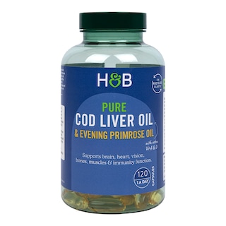 Holland & Barrett Pure Cod Liver Oil with Evening Primrose Oil 500mg 120 Capsules