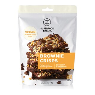 Superfood Bakery Brownie Crisps Choc Chip & Hazelnut 110g