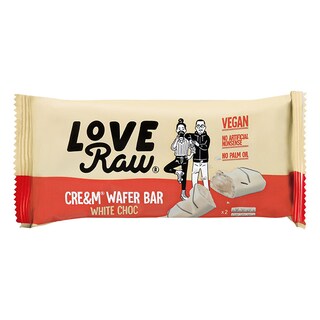 Love Raw 2 Vegan White Chocolate Cre&m Wafer Bars 44g
