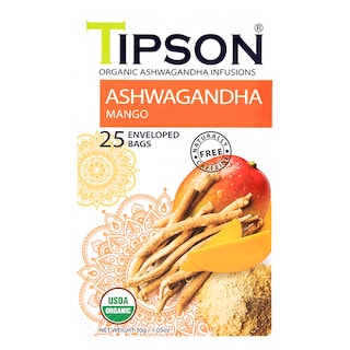 Tipson Organic Infusion Ashwagandha Mango 25 Enveloped Tea Bags ...