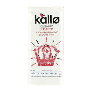 Kallo Organic Unsalted Rice Cakes Thins 130g