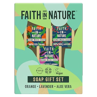 Faith In Nature Soap Gift Set - Orange, Lavender & Aloe Vera 3x100g
