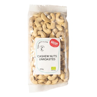 Greeny Organic Cashew Nuts Unroasted 250g