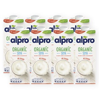 Alpro Organic Unsweetened Soya 8 x 1l