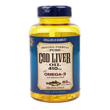 Holland & Barrett Cod Liver Oil 250 Capsules 410mg image 1