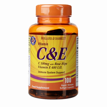 Holland & Barrett Vitamin C & E 100 Capsules 500mg
