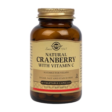 Solgar Natural Cranberry with Vitamin C 60 Vegi Capsules image 1