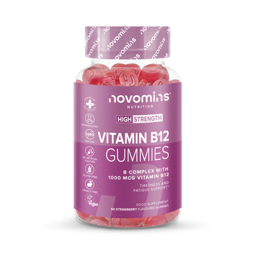 Novomins B12 Strawberry Flavour Vitamins 60 Gummies 30 Days Supply