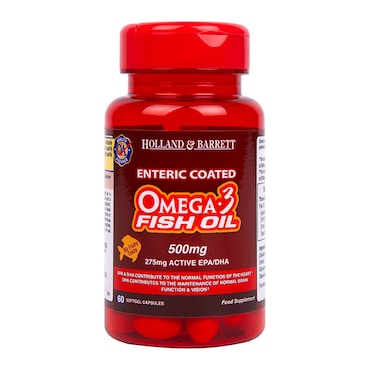 Holland & Barrett Enteric Coated Omega 3 Fish Oil 60 Capsules 500mg image 1