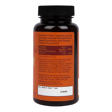 Bioglan Superfoods Organic Turmeric 60 Capsules image 3