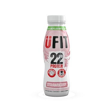 No Added Sugar Strawberry Flavour Ready Low Fat UFIT High 22g Protein Shake 