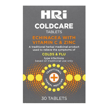 HRI Coldcare Echinacea with Vitamin C & Zinc 30 Tablets image 1