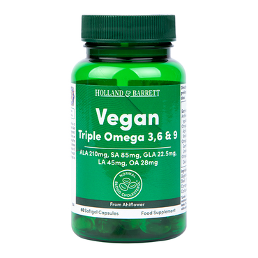Holland & Barrett Vegan Triple Omega 3, 6 & 9 from Ahiflower 500mg 60 Softgel Capsules