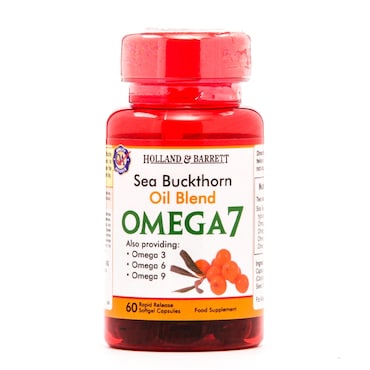 Holland & Barrett Sea Buckthorn Oil Blend Omega 7 60 Capsules image 1