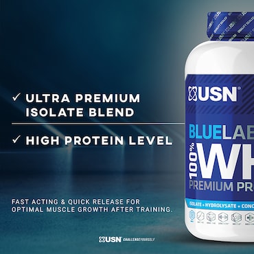 USN Blue Lab Whey Premium Protein Powder Strawberry 908g image 2