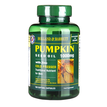 Holland & Barrett Pumpkin Seed Oil 1000mg 100 Softgel Capsules