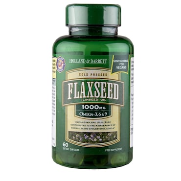 Holland & Barrett Flaxseed Linseed Oil Softgel 1000mg 60 Capsules