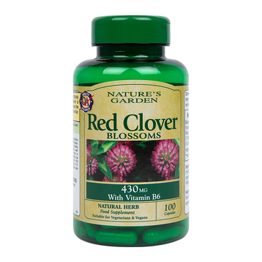 Review of Nature's Garden Red Clover Blossoms with Vitamin B6100 Capsules