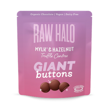 Review of Raw Halo Organic Vegan Giant Chocolate Buttons Mylk & Hazelnut 90g