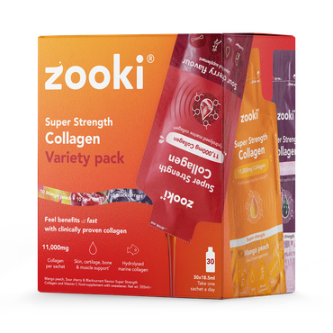 Review of Zooki Super Strength Marine Collagen 11,000mg Variety Pack 30 Sachets