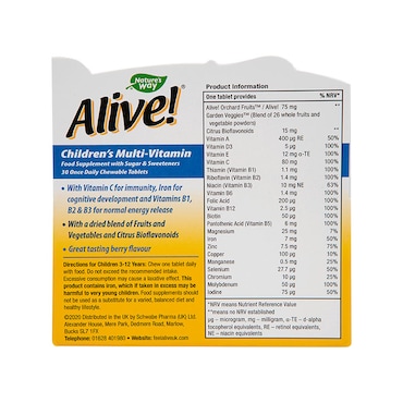 Nature's Way Alive! Children's Chewable Multi-Vitamin 30 Tablets image 2