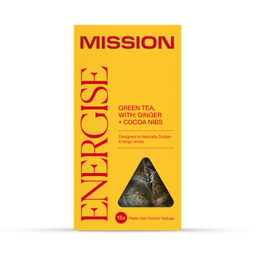 Review of Mission Energise Green Tea (Cocoa Nibs & Ginger) 15 Tea Bags