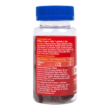 Bioglan SmartKids Iron with Vitamin C 30 Strawberry Flavour Gummies image 2