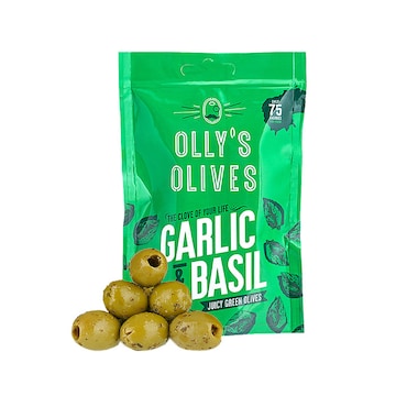 Olly's Olives Basil & Garlic Olives 50g image 1