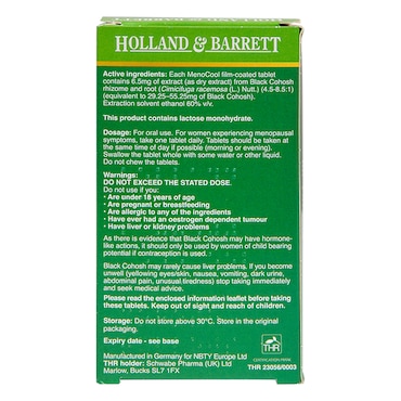 Holland & Barrett MenoCool Black Cohosh 60 Tablets image 2