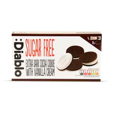 Review of Diablo Sugar Free Dark Cocoa Cookie Sandwich with Vanilla Cream 176g