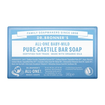 Dr Bronner All-One Baby-Mild Pure-Castile Bar Soap 140g image 1
