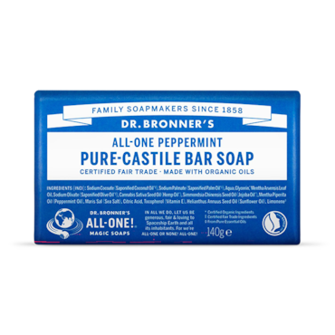 Dr Bronner All-One Peppermint Pure-Castile Bar Soap 140g image 1