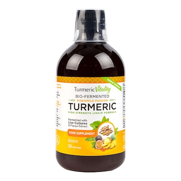 Turmeric Vitality Bio-Fermented Turmeric Liquid Pineapple Passion Flavour 500ml image 1