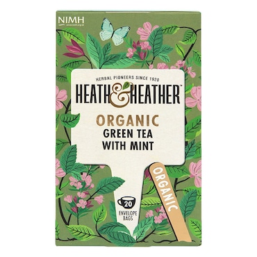 Heath & Heather Organic Green Tea & Mint 20 Tea Bags image 1