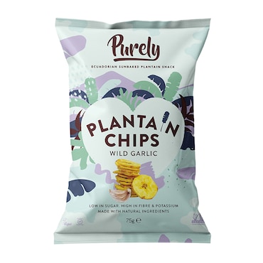 Purely Plantain Chips Wild Garlic 75g image 1