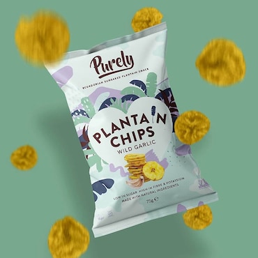 Purely Plantain Chips Wild Garlic 75g image 2