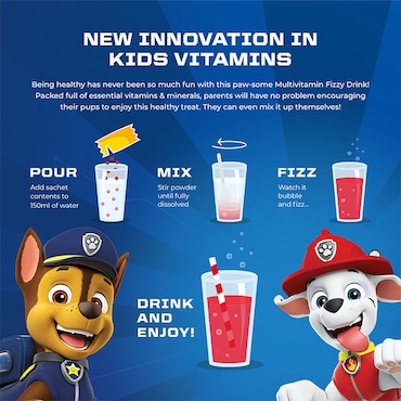 PAW Patrol Nickelodeon Multivitamin Fizzy Drink Apple & Blackcurrant 10 Sachets image 2