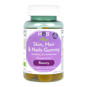 Holland & Barrett Skin Hair And Nails Vegan Pineapple Flavour  60 Gummies image 1