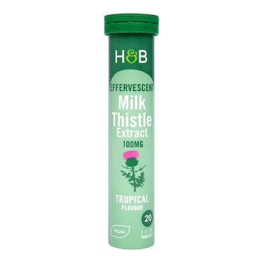 Holland & Barrett Effervescent Milk Thistle Extract 100mg Tropical Flavour 20 Tablets image 1