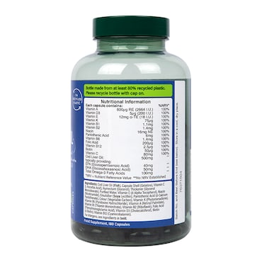 Holland & Barrett Pure Cod Liver Oil & Multivitamins 500mg 180 Capsules image 2