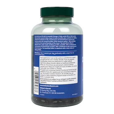 Holland & Barrett Pure Cod Liver Oil & Multivitamins 500mg 180 Capsules image 3
