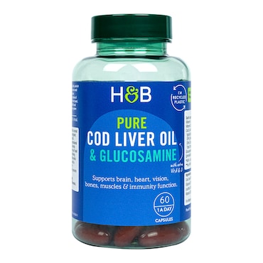 Holland & Barrett Pure Cod Liver Oil & Glucosamine 500mg 60 Capsules image 1