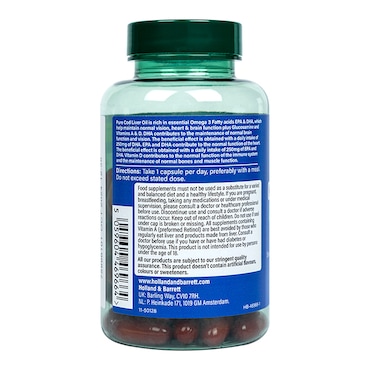 Holland & Barrett Pure Cod Liver Oil & Glucosamine 500mg 60 Capsules image 2