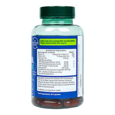 Holland & Barrett Pure Cod Liver Oil & Glucosamine 500mg 60 Capsules image 3